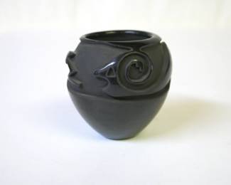Santa Clara Black Avanyu Incised Unsigned Pot
