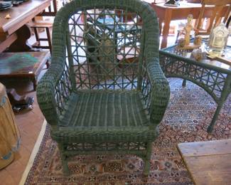 Bar Harbor Green Coated Wicker Patio Chair