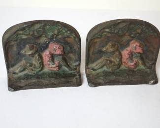 Antique Cast Iron Sleeping Boy & Girl Bookends