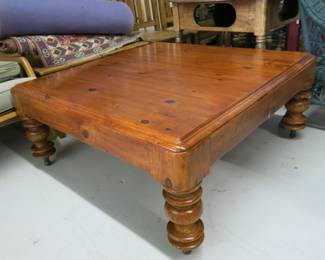 Pine Baluster Leg Square Coffee Table