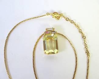 Christian Dior Gold Colored Chain with Yellow Stone