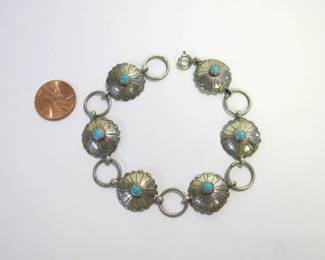 Andrew Johnson Sterling Silver Mini Concho Bracelet Navajo