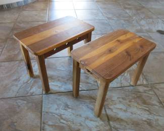 Rustic Southwestern Pine Side Table Set of 2