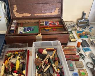 Vintage fishing lures, bobbers