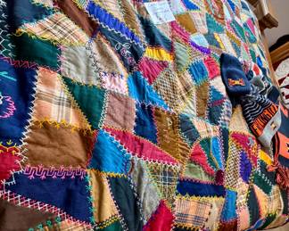Beautiful crazy quilt in excellent condition.