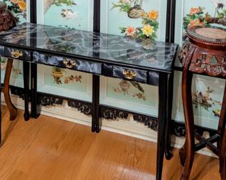 Faux MARBLE Table - $100. 45" wide, 16" deep, 30" tall.