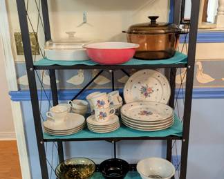 Kitchen and Dining items - Notice FOUR QUART PYREX Casserole on top right corner - those are RARE!