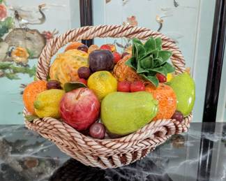 Gorgeous LARGE Capodimonte fruit basket - $220.