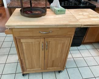 Kitchen Butcher block on wheels & Folds down