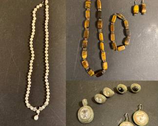 Tiger Eye Neclace, Bracelet & Earrings Set
