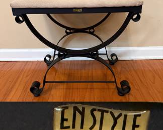 Enstyle brand Wrought Iron Vanity Stool Cream Color Upholstered Seat