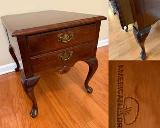 American Drew Queen Ann Style Drop 2 Drawer Side Table