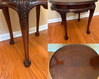 Inlaid, Carved Georgian Style Centre or Side Table, Ball and Claw Feet