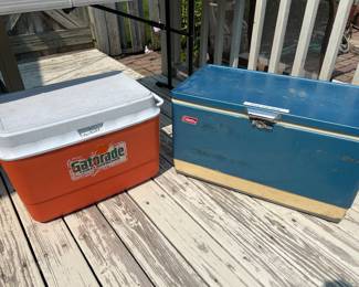 Vintage Gatorade and Coleman Coolers