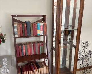 Curio cabinet, shelf, books