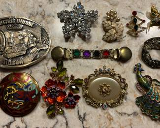 Vintage Brooches and a very Cool Belt Buckle