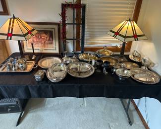Silver Plate and Tiffany Style Lamps