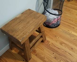 Sturdy stool; hamper