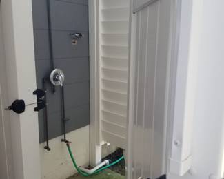 Vinyl outdoor shower: his