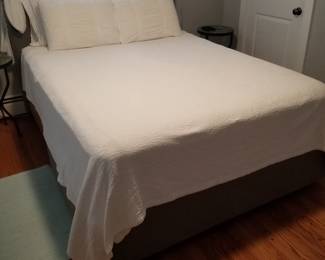 Queen bed with upholstered headboard & footboard