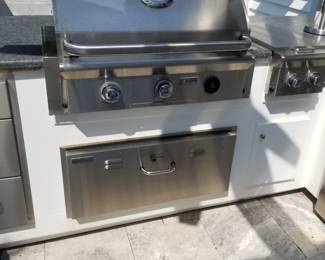 Outdoor kitchen: FireMagic grill; warming drawer
