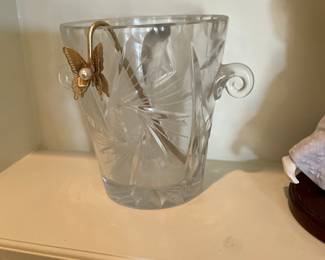 On mantle in living room - cut glass vase