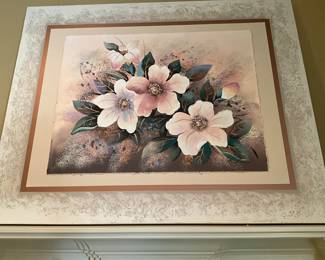 Large wall type painting over fireplace