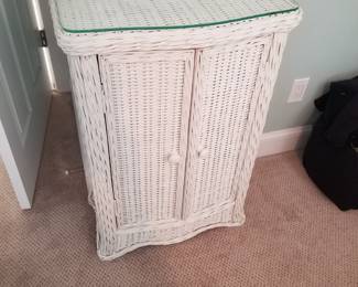 Wicker cupboard with glass top