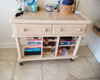 Rolling 2-drawer cart matches dining table