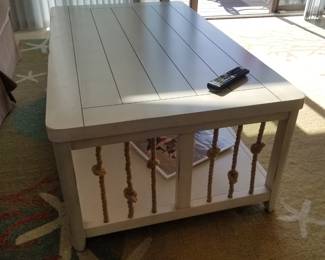 Coastal chic coffee table with rope accents