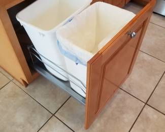 Kitchen cabinetry detail: trash corral