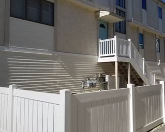 Stairway with Trex decking. NOTE: fence not for sale