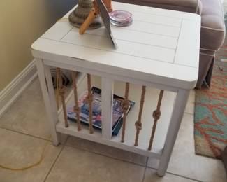 Coastal chic end table with rope accents