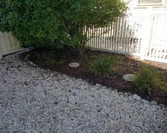 Gravel; stones; plants