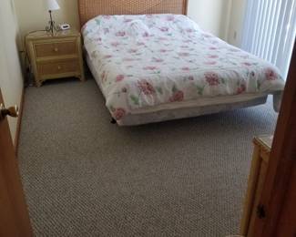 Queen bed; Henry Link nightstand with glass top