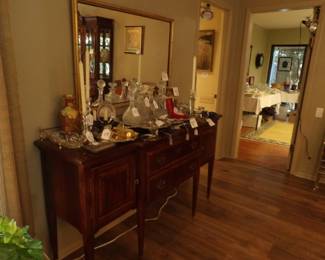 Inlaid buffet with stringing and accent inlaid woods