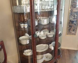 Large OAK china display cabinet with Havilland china