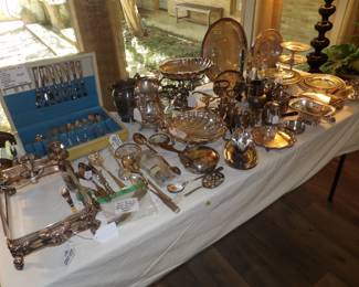 Silver plated and sterling serving and service pieces