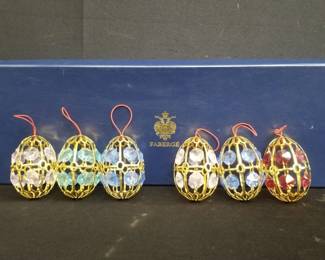 6 Faberge egg Christmas ornaments. Lot # 180