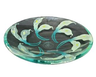 Signed, numbered, and dated glass floral center bowl. Lot # 107