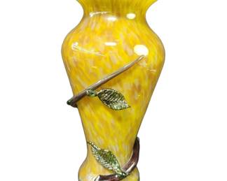 Signed Bacchus hand blown studio art glass vase. Lot # 114