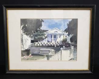 Signed watercolor of Richard Simmons' home. Lot #23