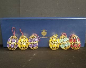 6 Faberge egg Christmas ornaments. Lot # 182