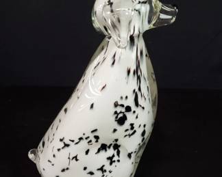 Hand blown art glass Dalmatian figure. Lot # 199