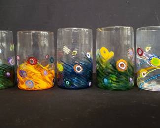 Signed art glass tumblers. Lot # 295