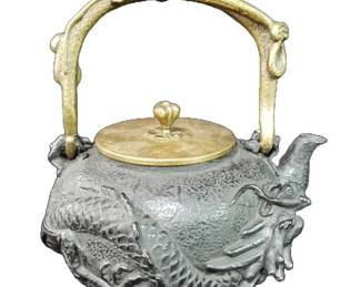 Antique Japanese cast iron and brass dragon teapot. Lot # 168