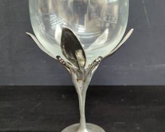 Castor Cooper pewter footed wine glass. Lot # 273