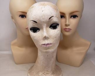 Group of mannequin heads, two composite, one. Lot # 124