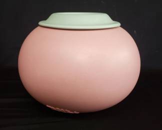 Signed Masa Mami pink and green pottery vase. Lot # 96