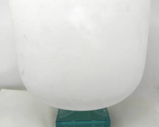 Frosted glass singing bowl with glass stand. Lot # 95